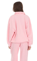Quarter Zip-Up Jumper in Pink
