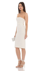 Strapless Midi Dress in White