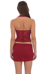 Lace Mini Skirt in Red