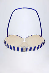 Underwired Halterneck Balconette Bikini Top in Marine Blue Stripe