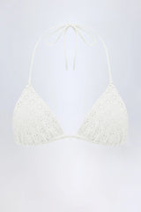 Broderie Anglaise Triangle Bikini Top in White
