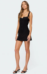 Edikted Rosine Lacey Cupped Mesh Mini Dress