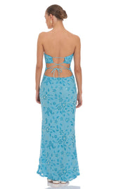 Grace Embellished Maxi Dress in Blue
