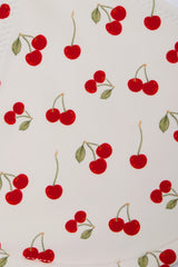 Charm-Detail Triangle Bikini Top in Cherry Print