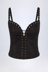 Lace-Up Top in Black