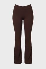 Soft Active Ruched Flared Trousers in Espresso