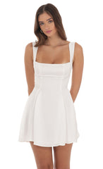 Fit and Flare satin Dress in White