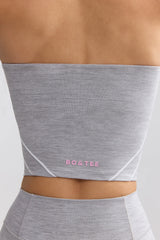 Soft Active Contrast-Trim Bandeau Top in Marl Grey