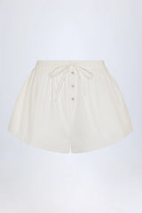 Tie-Front Cotton-Poplin Shorts in White