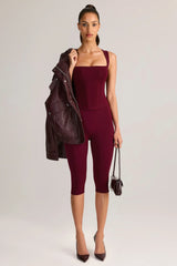 Modal Mid-Rise Capri Leggings in Wine