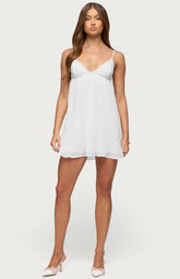 Edikted Lacey Pleated Chiffon Mini Dress
