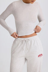 Ribbed Modal Long-Sleeve Top in Grey Marl