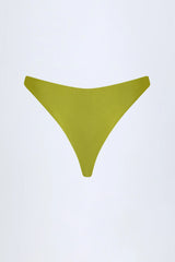 Bead-Embellished Cheeky Bikini Bottoms in Olive Green