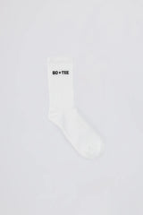 Ribbed Half-Crew Socks in White