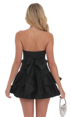 Strapless Cutout Ruffle Dress in Black
