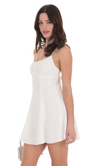 Rhinestone Fit and Flare Dress in White