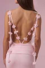 Premium Jersey Draped Gown in Baby Pink