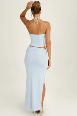 Ruched Maxi Skirt in Periwinkle Blue