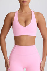 Soft Active V-Neck Sports Bra in Baby Pink