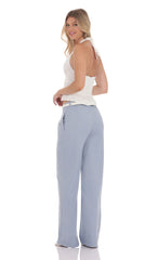 Wide Leg Linen Pants in Sky Blue