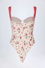 Underwired Balconette Swimsuit in Red Floral