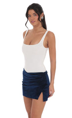 Velvet Shimmer Skirt in Navy