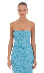 Grace Embellished Maxi Dress in Blue