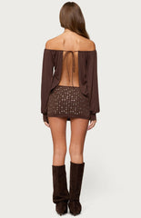 Edikted Studded Off Shoulder Backless Romper