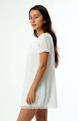 Beverly and Beck Naomi Lace Trim Short Sleeve Babydoll Dress