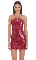 Scarlet Sequin Mini Dress in Red