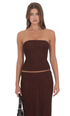 Textured Tube Top in Brown