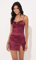 Front Tie Dress in Maroon Leopard