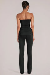 Mid-Rise Fitted Trousers in Black