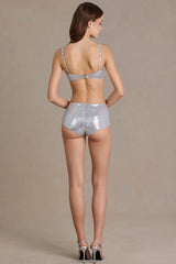 Premium Sequin Mesh Bralette in Silver