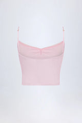 Pointelle Ruched Camisole Crop Top in Baby Pink