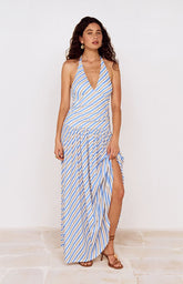 MINKPINK Striped Sancia Halter Midi Dress