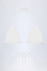 Broderie Anglaise Triangle Bikini Top in White
