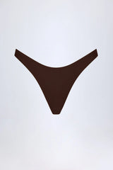High-Leg Cheeky Bikini Bottoms in Dark Chocolate