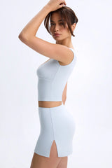 Modal Mid-Rise Micro Mini Skirt in Dusty Blue
