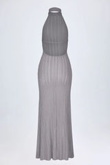 Backless Halterneck Maxi Dress in Silver