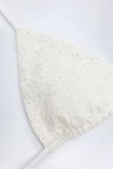 Broderie Anglaise Triangle Bikini Top in White