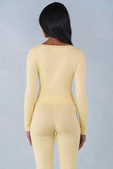 Knit Long-Sleeve Cardigan in Butter Yellow