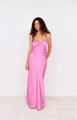 MINKPINK Fuchsia Chiara Lace Detail Maxi Dress