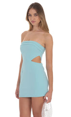 Crepe Corset Cutout Dress in Blue