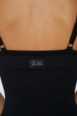 Seamless Micro Rib Scoop-Neck Unitard in Black