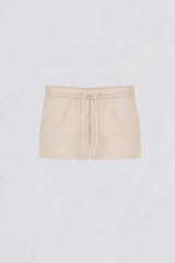 Brushed Jersey Elasticated Mini Shorts in Ecru