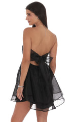 Dotted Cutout Babydoll Dress in Black