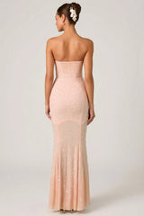 Embellished Sweetheart-Neck Fishtail Gown in Dusty Rose
