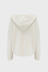 Ribbed Knit Oversized Hoodie in Ivory
