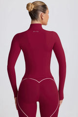 Soft Active Zip-Up Jacket in Burgundy